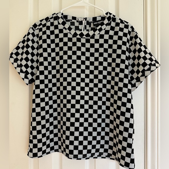 Karl Lagerfeld Tops - KARL LAGERFELD PARIS Black and White Checked Top size small